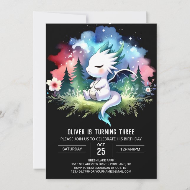 Invitación Woodland Happy Dragon Birday (Anverso)
