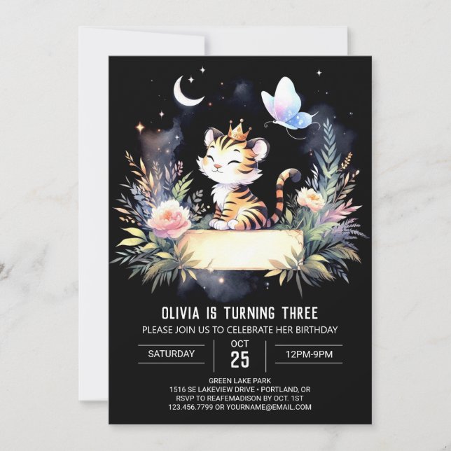 Invitación Woodland Happy Tiger Birday (Anverso)