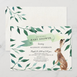 Invitación Woodland Hare Neutral Baby Shower