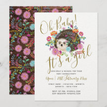 Woodland Hedgehog Baby Shower invita - es un CHICA
