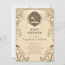 Invitación Woodland Hedgehog Boys Storybook Baby Shower