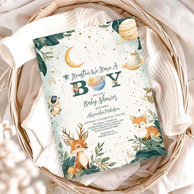 Invitación Woodland Houston Tenemos Un Niño Espacio Exterior (Subido por el creador)