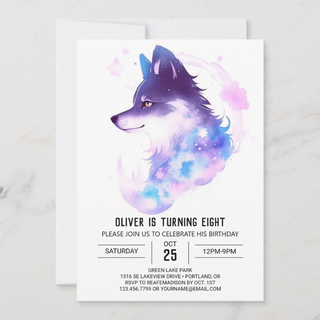 Invitación Woodland Howling Wolf Cumpleaños (Anverso)