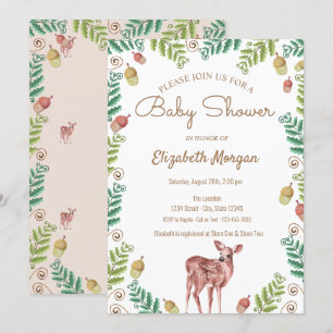 Invitación Woodland,Invitación a Baby Shower de ciervos