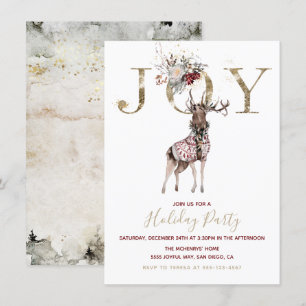 Invitación Woodland Joy Stag Holiday Party