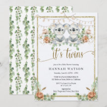 Woodland Koala Género Gemelos Neutrales Baby Showe