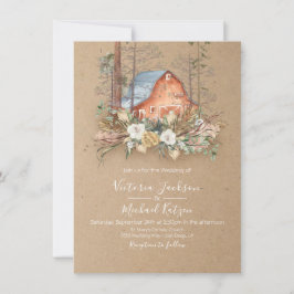 Invitación Woodland Kraft papel Barn Forest Boda