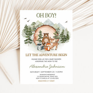 Invitación Woodland Let the Adventure Begin Baby Shower