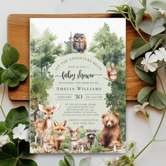 Invitación Woodland Let the Adventure Begin Baby Shower (Subido por el creador)