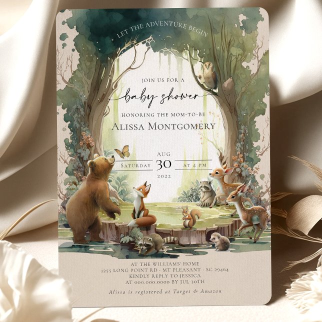 Invitación Woodland Let the Adventure Begin Baby Shower (Subido por el creador)