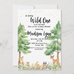 Invitación Woodland lindos animales zorro salvaje una ducha b