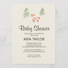 Invitación Woodland Little Fox Baby Shower