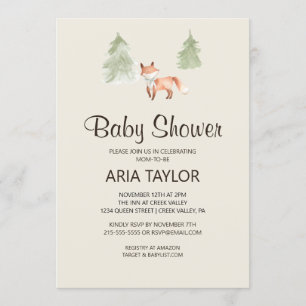 Invitación Woodland Little Fox Baby Shower