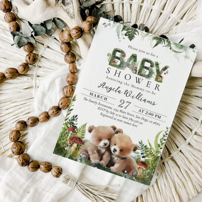 Invitación Woodland lleva Baby Shower a una aventura gemela (Subido por el creador)