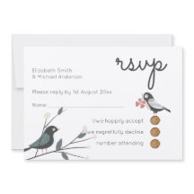 Woodland Love Birds Wedds RSVP MENU Rustic Kraft