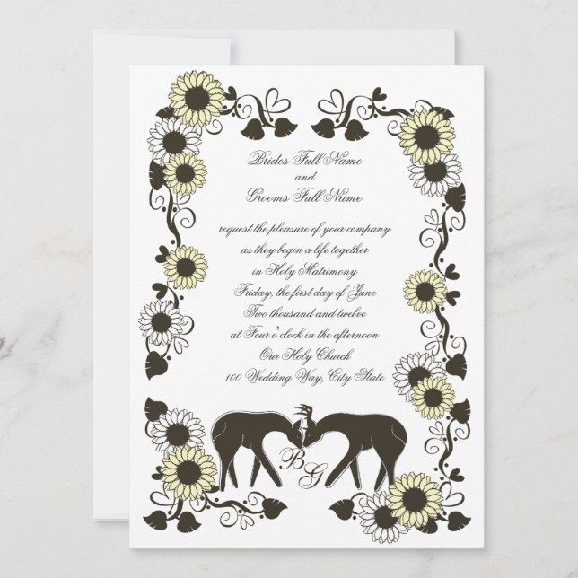 Invitación Woodland Love Sunflower Boda (Anverso)