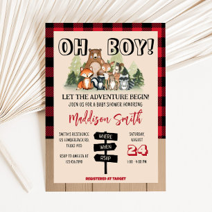 Invitación Woodland Lumberjack Baby Shower