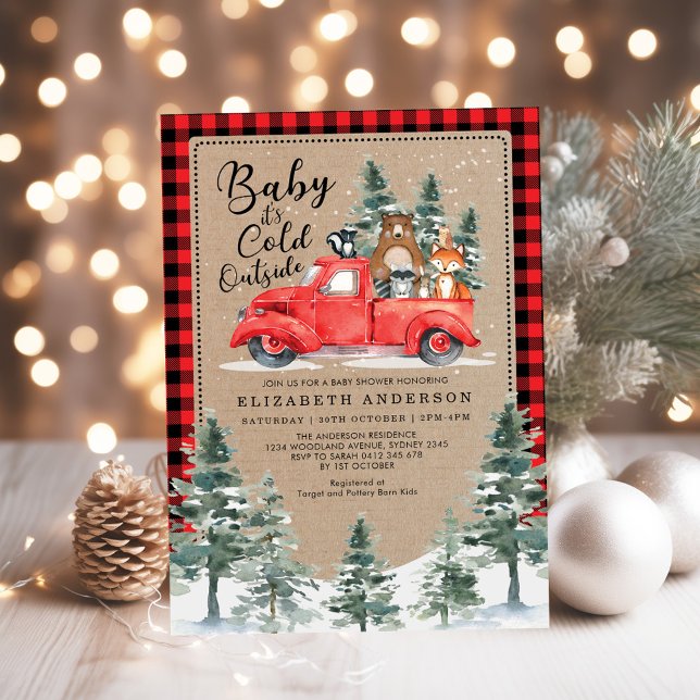 Invitación Woodland Lumberjack Snowy Winter Baby Shower (Subido por el creador)