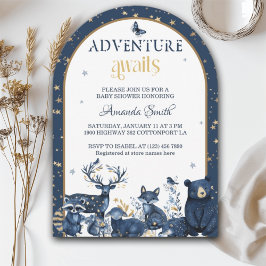 Invitación Woodland Magic Night Animal Adventure Baby Shower