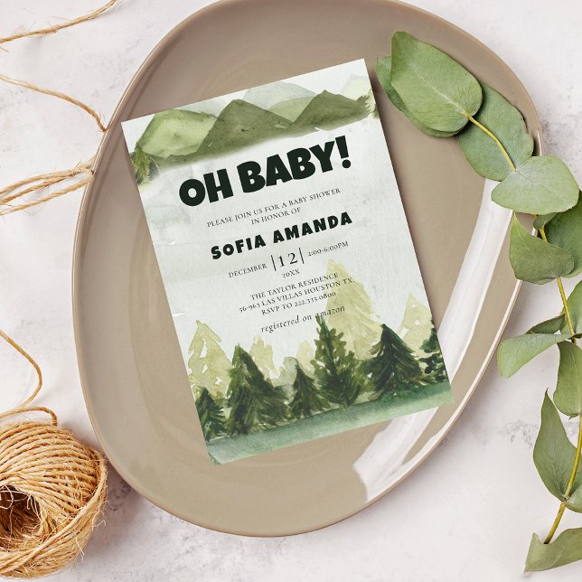 Invitación Woodland Mountain Forest Baby Shower (Subido por el creador)