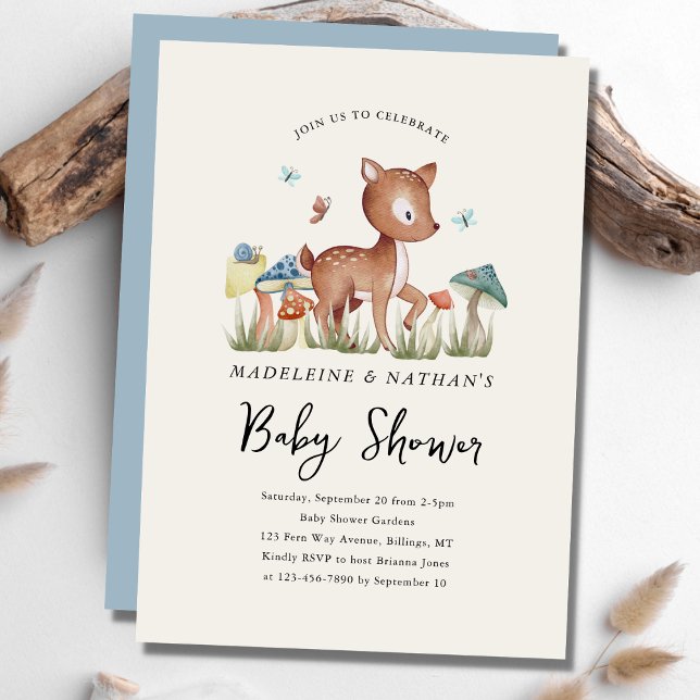 Invitación Woodland Mushrooms Baby Deer Baby Shower (Subido por el creador)