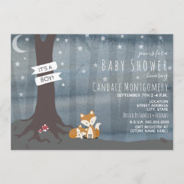 Invitación Woodland Night Fox Baby Shower