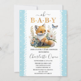 Invitación Woodland Oh Baby Fox Spring Boy Baby Shower