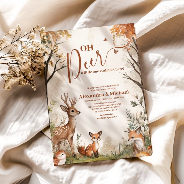 Invitación Woodland Oh Deer Theme Baby Shower (Subido por el creador)