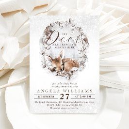 Invitación Woodland Oh Deer Winter Baby Shower