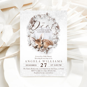 Invitación Woodland Oh Deer Winter Baby Shower