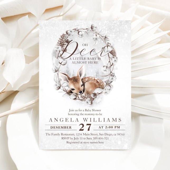 Invitación Woodland Oh Deer Winter Baby Shower (Subido por el creador)