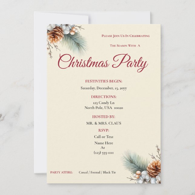 Invitación Woodland Pine & Berry Customizable Invitation (Anverso)