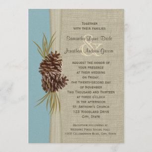 Invitación Woodland Pines Blue Boda