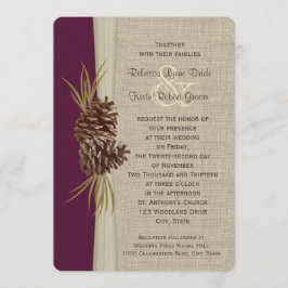 Invitación Woodland Pines Deep Plum Boda