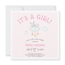 Woodland Pink Es un Chica Bunny Baby Shower