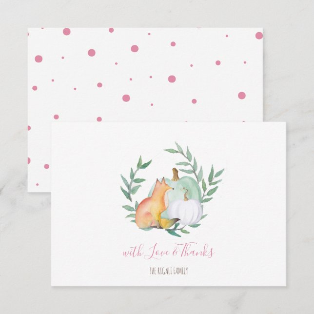 Invitación Woodland Pink Fox (Anverso / Reverso)