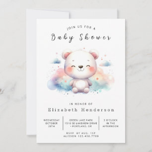 Invitación Woodland Printable Bear Baby Shower