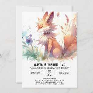 Invitación Woodland Printable Fox Birday