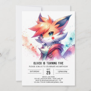 Invitación Woodland Printable Fox Birday