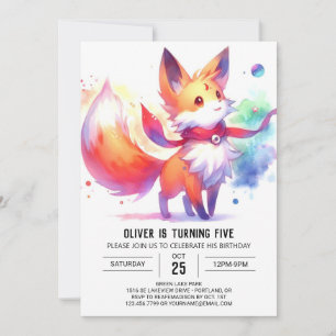 Invitación Woodland Printable Fox Birday