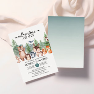 Invitación Woodland Rustic Adventure espera Baby Shower