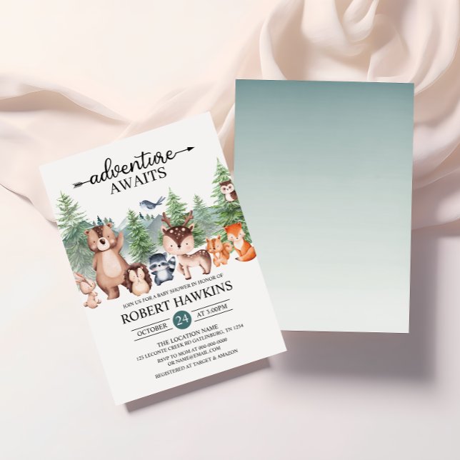 Invitación Woodland Rustic Adventure espera Baby Shower (Subido por el creador)