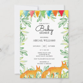 Invitación Woodland Safari Fox Mother & Baby Baby Shower