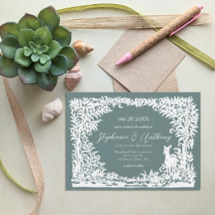 Invitación Woodland Sage Green Forest Boda