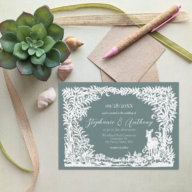 Invitación Woodland Sage Green Forest Boda (Subido por el creador)