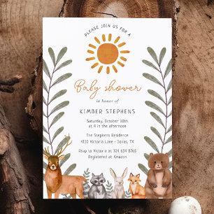 Invitación Woodland Simple Forest Animal Baby Shower