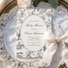 Invitación Woodland Sketched Allover Print Baby Shower