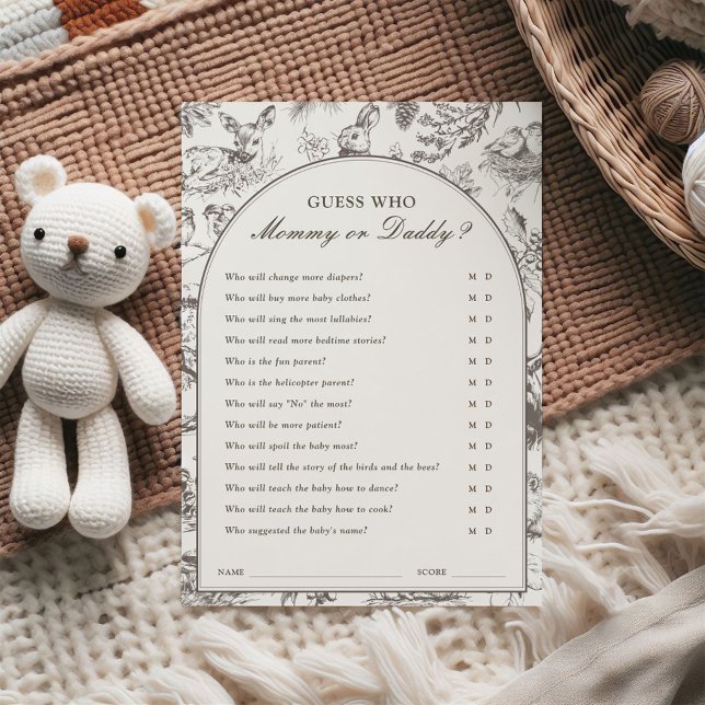 Invitación Woodland Sketched Guess Who Game Card (Subido por el creador)