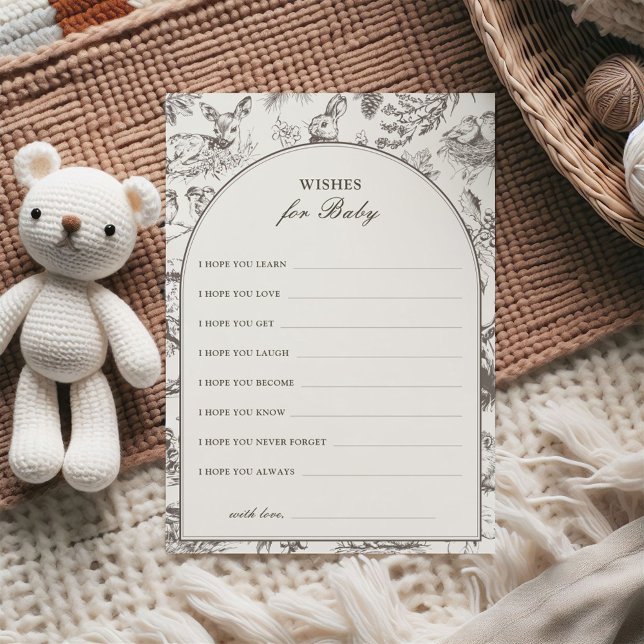 Invitación Woodland Sketched Wishes for Baby Card (Subido por el creador)
