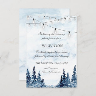 Invitación Woodland,String Light,Watercolor Wedding Reception